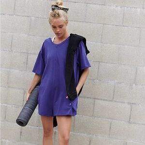 Free People Hot Shot Tee Romper in Dark Amethyst Size Small NWT